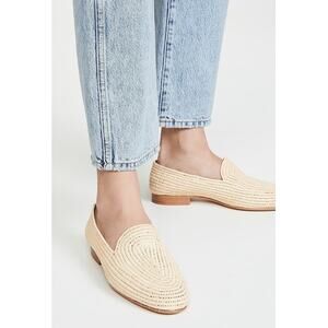 Carrie Forbes Atlas Raffia Loafers Shoes Slip On Round Toe Natural Tan Size 37